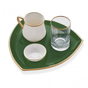 Solid Green Gold-plated Glass Triangular Set for Fun