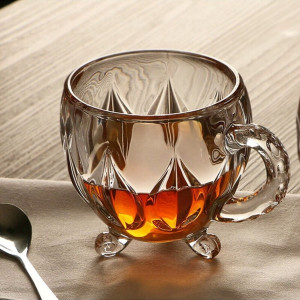 6L Crystal Glass Tea Coffee And Water Cup With Vintage Handle