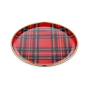 Checkered red gold-plated glass tray