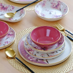 Gilded 54 Piece Ceramic Dining Set For 12 People