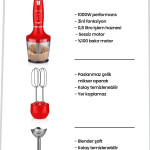 Blendmaster Kırmızı 1000 Watt Sessiz Hız Ayarlı 3 In 1 Doğrama Karıştırma Blender Seti