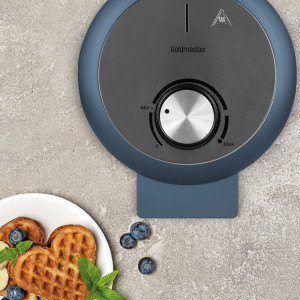 Bonbon 1000 W Taşmayı Önleyen Derin Plakalı Isı Korumalı Waffle Makinesi Ege Mavisi