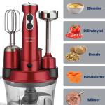 Blendactive 1000 Watt 5 In 1 Mutfak Robotu Multi Blender Seti Vişne Kırmızı