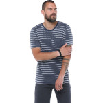 Erkek Haki Cepli Bisiklet Yaka Çizgili Slim Fit Kısa Kollu T-shirt F023