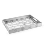 Silver Lacquered Tray with Wooden Glass Luxury Decor- Seljuklu