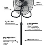 Ayaz Bakır Motorlu 18 Inch Salınımlı Zaman Ve Hız Ayarlı Ayaklı Duvar Yer Tipi Endüst. Vantilatör