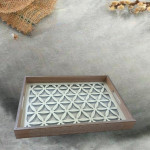 Wooden Glazed Decor Tray - Flower