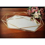 Decorative Prism Mirrored Metal Promise, Engagement, Presentation Tray 28x20 Cm