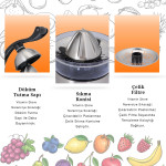 Vitamin Store Inox 1.2 Litre Geniş Hazneli Paslanmaz Çelik Çıkarılabilir Narenciye Meyve Sıkacağı