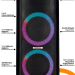 Neon X4 Taşınabilir Şarj Edilebilir Işıklı Bluetooth Party Box