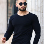 Erkek Slim Fit Bisiklet Yaka Penye Uzun Kol T-shirt 5244